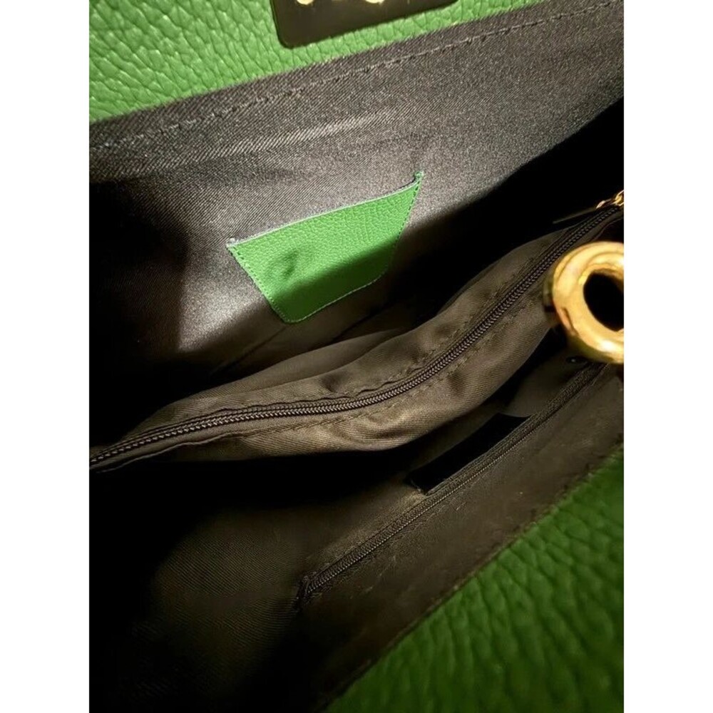 Italian Leather Green Satchel Shoulder Bag Made in Italy - Picture 15 of 17